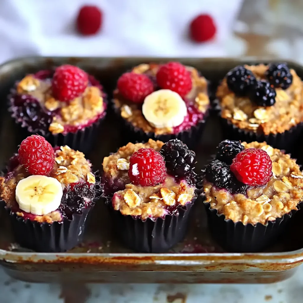 Delicious Baked Oatmeal Cups with Berries and Banana Recipe