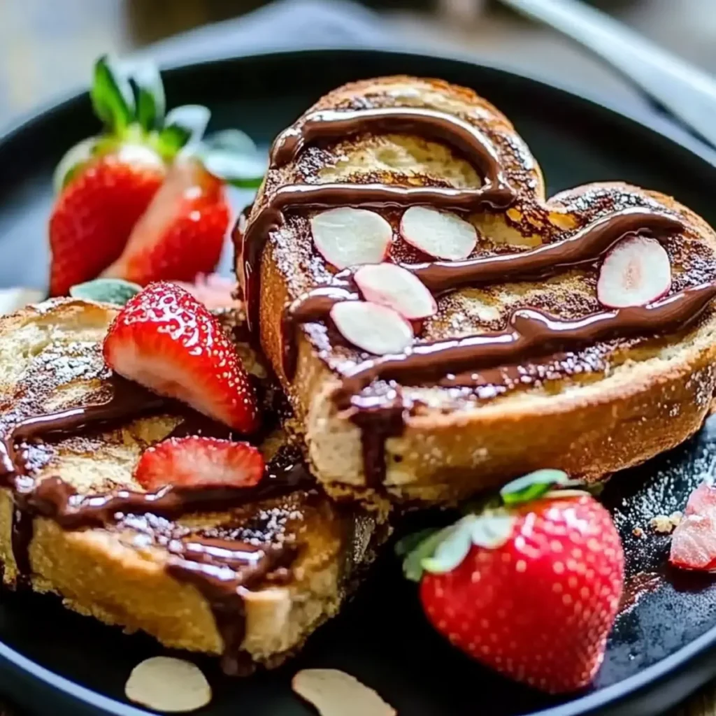 Delicious Nutella French Toast Hearts with Fresh Strawberries