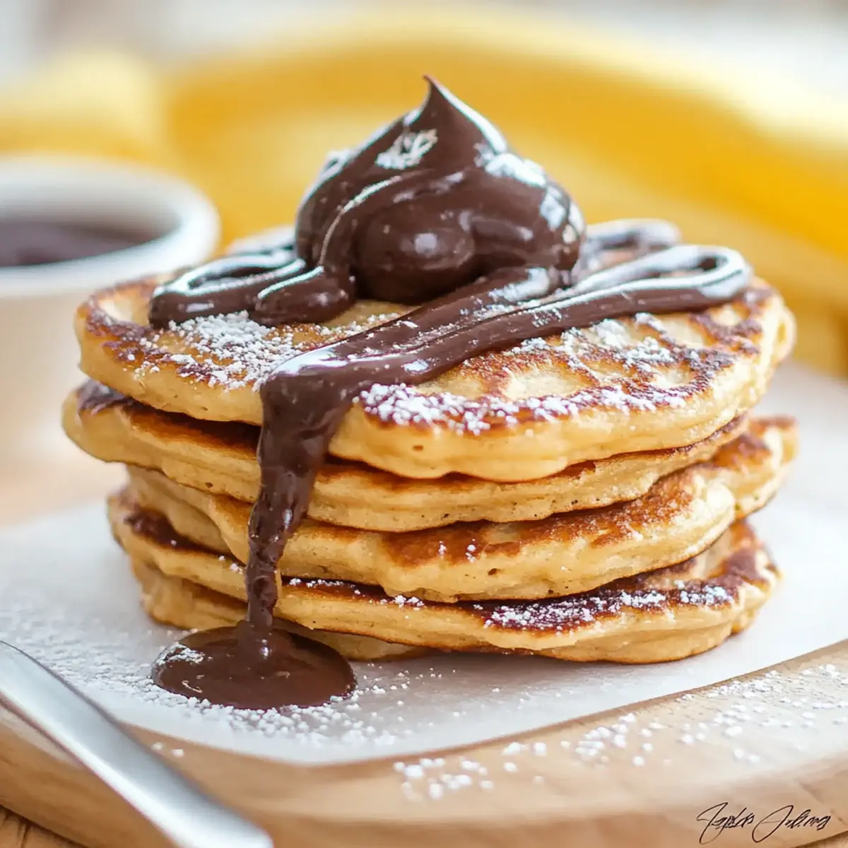 Delicious Spanish Churro Pancakes with Chocolate Dipping Sauce